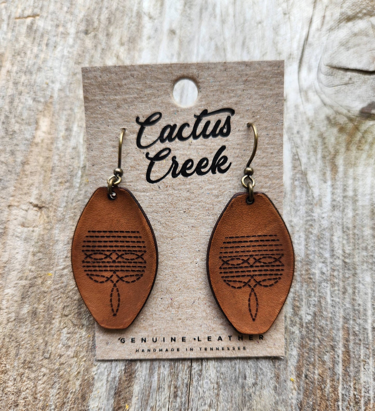 "Dallas"  Handmade Tooled Leather Western Earrings