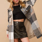 Yarn Dyed Plaid Button Up Long Shirt Jacket: