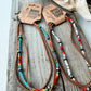 Western 3 Layered Suede Seed Bead Choker: TURQUOISE BEADS