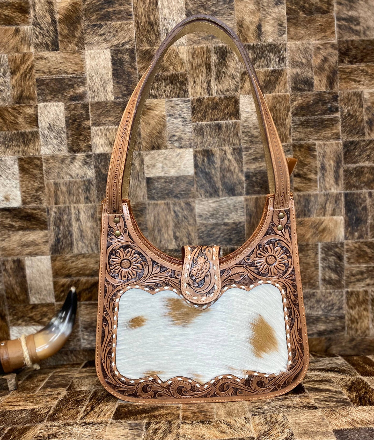 Classic Tooled Cowhide Purse