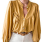 Western Puff Sleeve Buttoned Shirt: M / Yellow