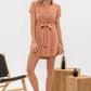 COLLARED BUTTON DOWN BELTED MINI DRESS: SIENNA