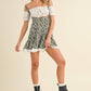 IST5524 EYELET TOP AND FLORAL SUSPENDER DRESS SET: