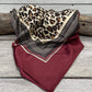 35X35" Wine Leopard Print Wild Rag/Scarf