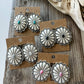 Western Large Concho Stud Earrings: WHITE