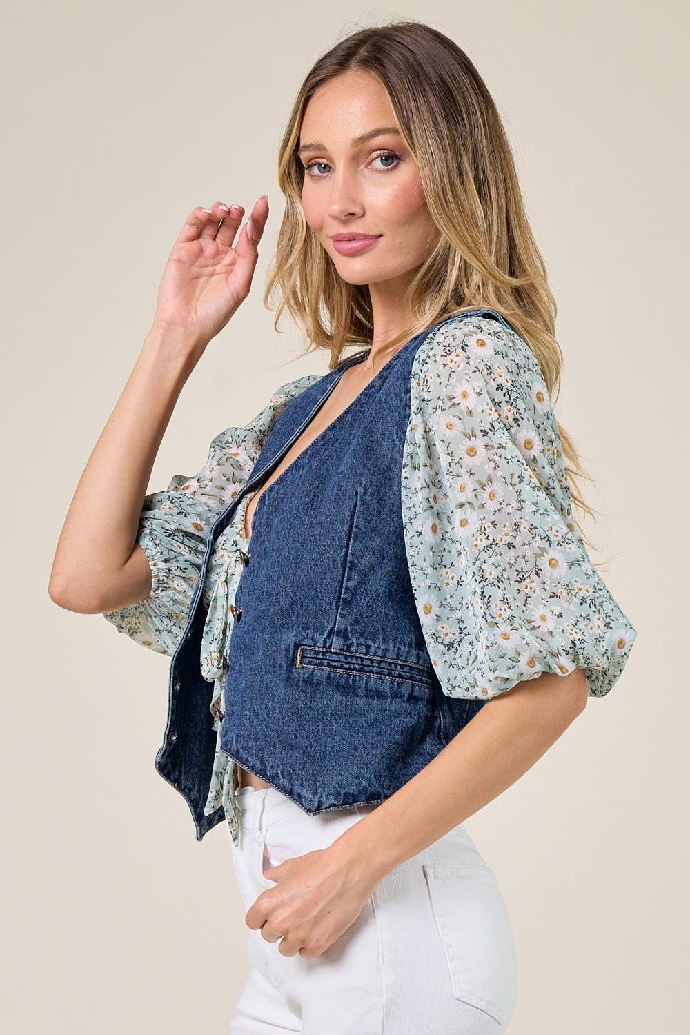 STRUCTURED DENIM VEST 6318: DENIM