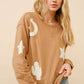 35073T - Western Textured Patchwork Sweatshirt: OLIVE / S