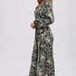 FLORAL PRINT WRAP MAXI DRESS: HUNTER GREEN