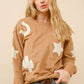 35073T - Western Textured Patchwork Sweatshirt: OLIVE / S