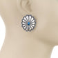 Western Large Concho Stud Earrings: WHITE