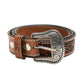 Tooled leather two tone adjustable belt #ABB 006: 42