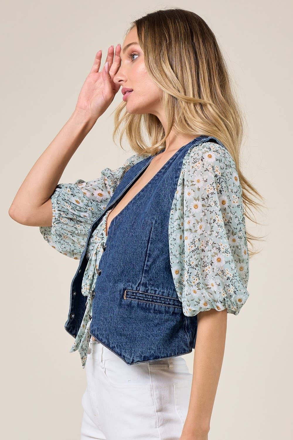 STRUCTURED DENIM VEST 6318: DENIM