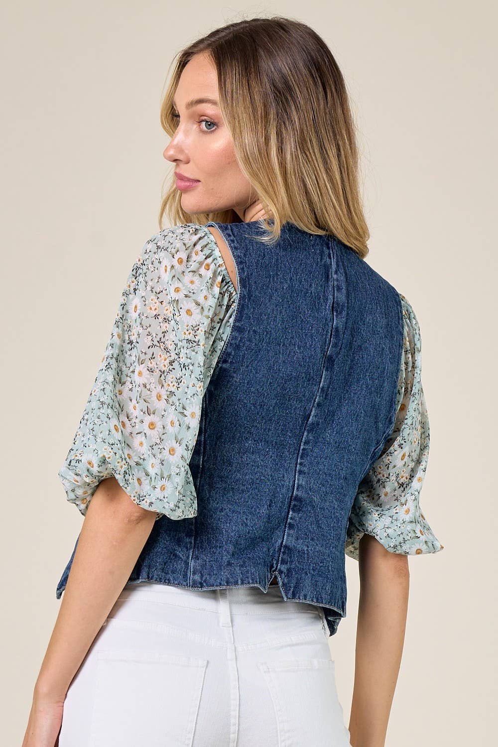 STRUCTURED DENIM VEST 6318: DENIM