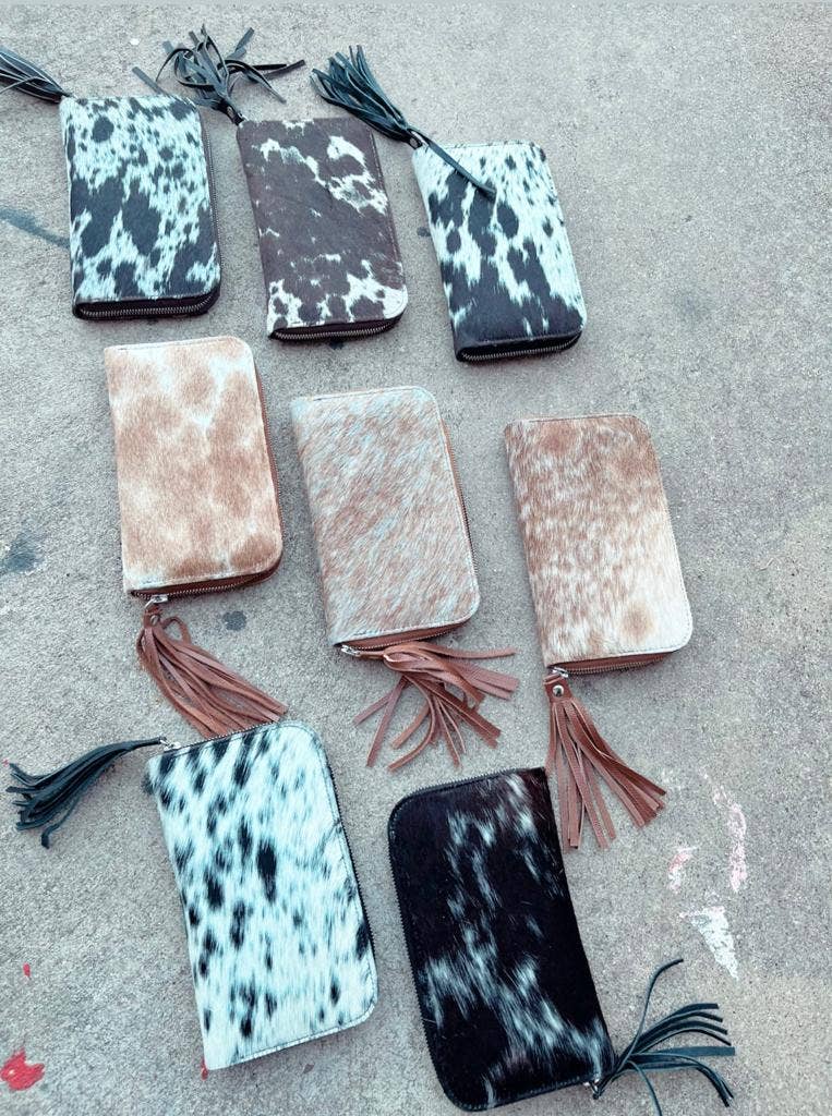 Cowhide With Mirror Wallet: Brown & White