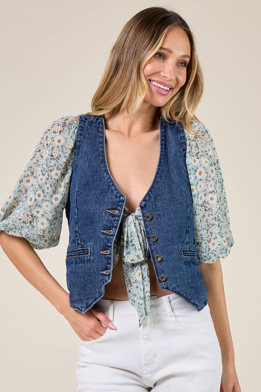 STRUCTURED DENIM VEST 6318: DENIM