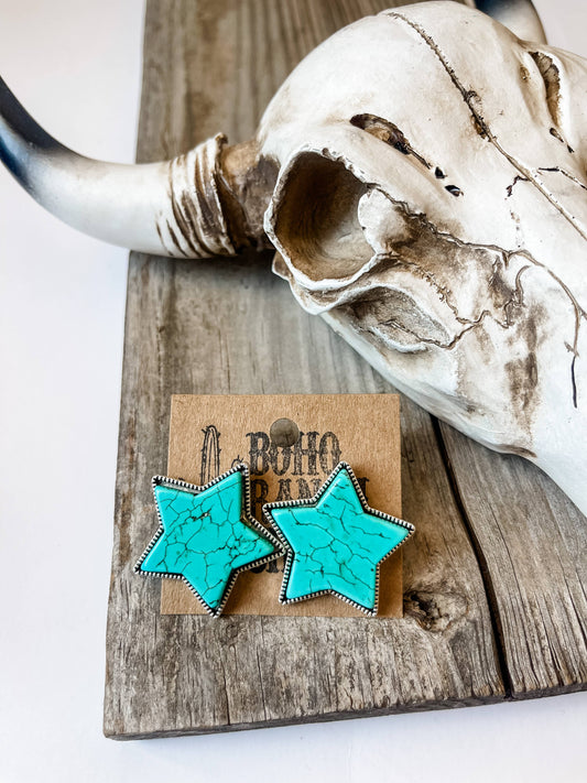 Super Star Natural Stone Earrings: TURQUOISE