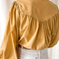 Western Puff Sleeve Buttoned Shirt: M / Yellow