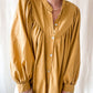 Western Puff Sleeve Buttoned Shirt: M / Yellow