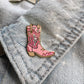 Cowgirl Boot Enamel Pin, Pink