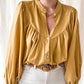 Western Puff Sleeve Buttoned Shirt: M / Yellow