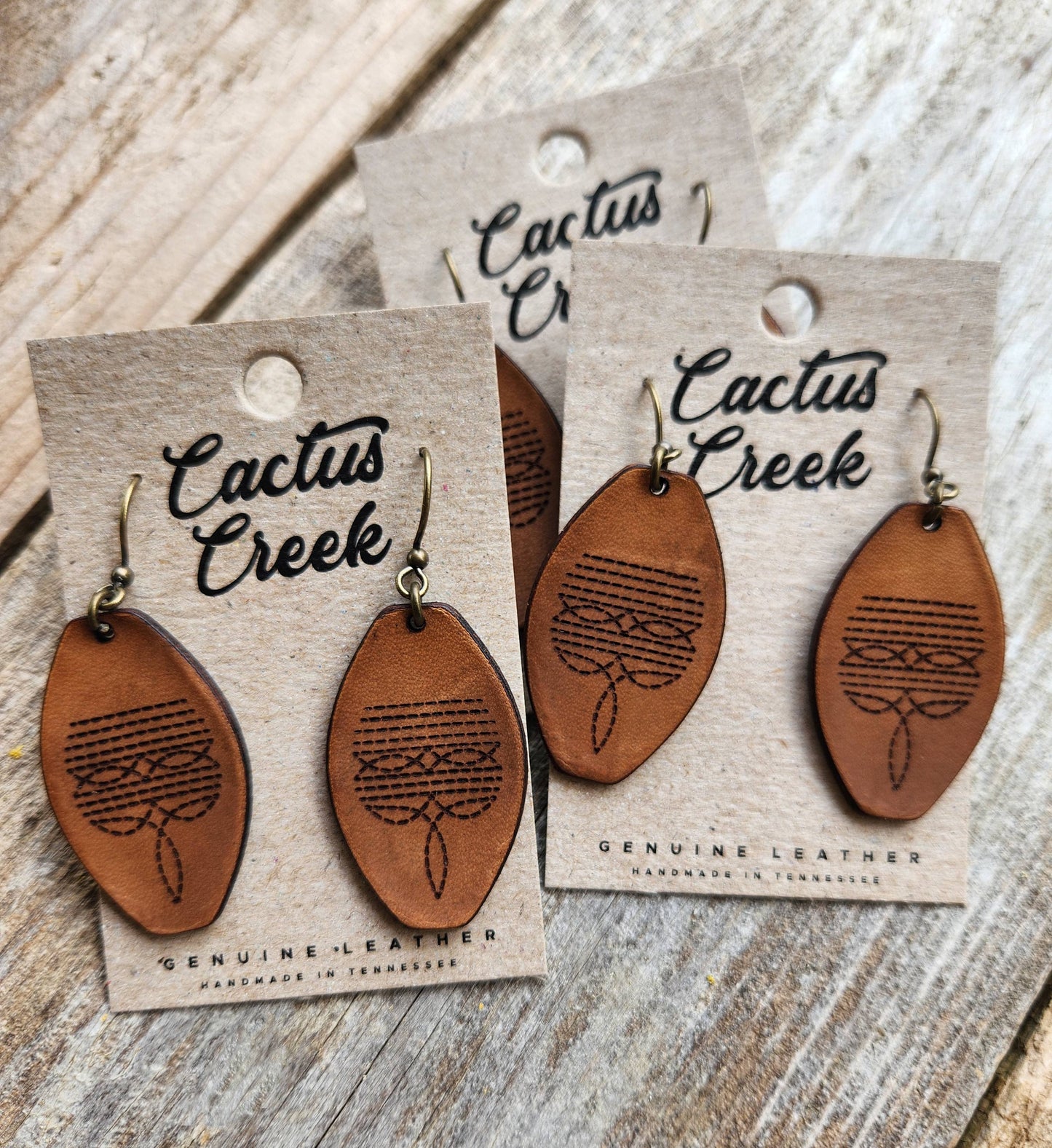 "Dallas"  Handmade Tooled Leather Western Earrings