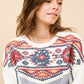 23065T - Aztec Embroidered Contrast Yoke Sweastshirt: HEATHER GREY / S