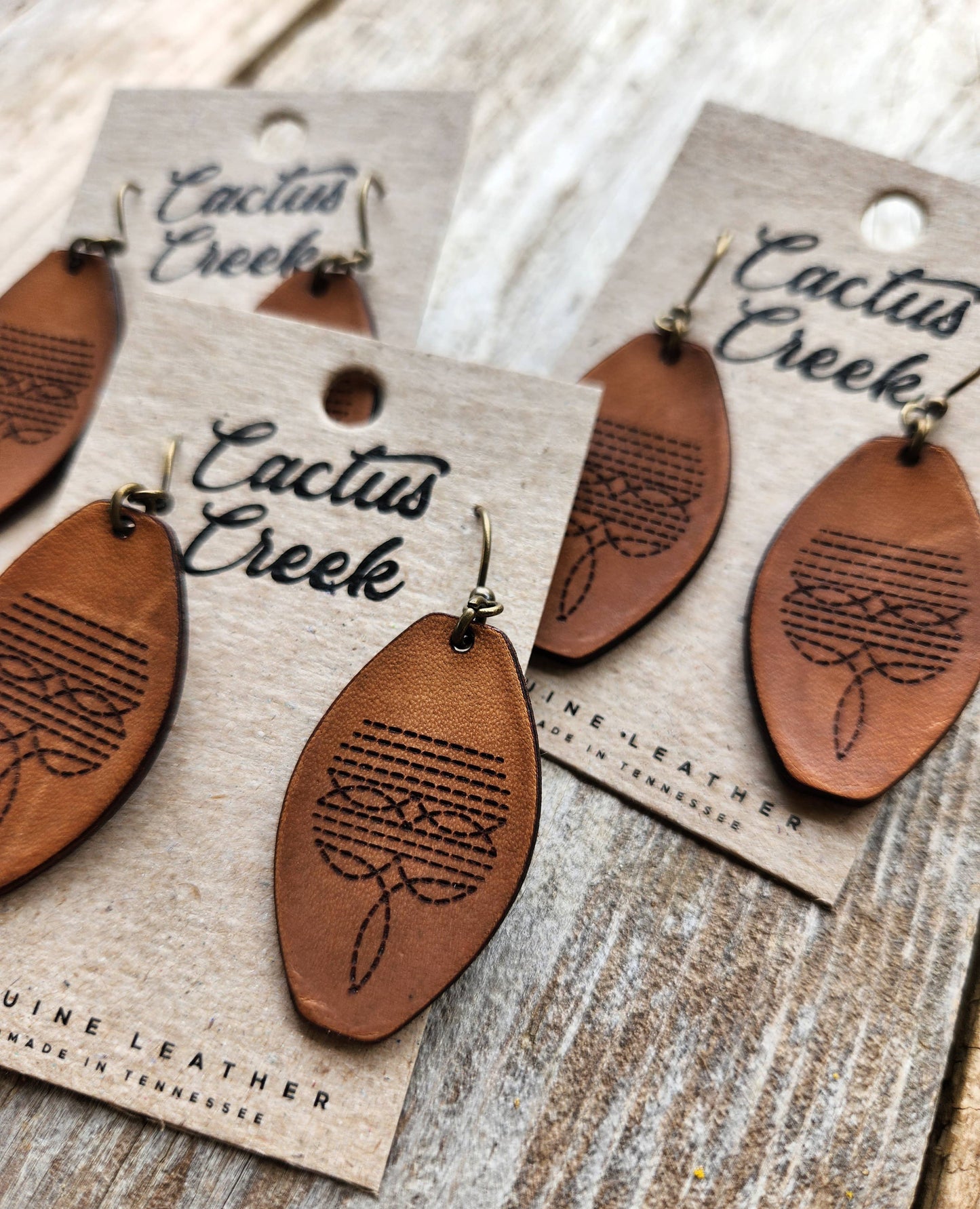 "Dallas"  Handmade Tooled Leather Western Earrings