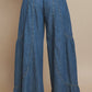 BOHO WIDE LEG DENIM TIERED PALAZZO PANTS