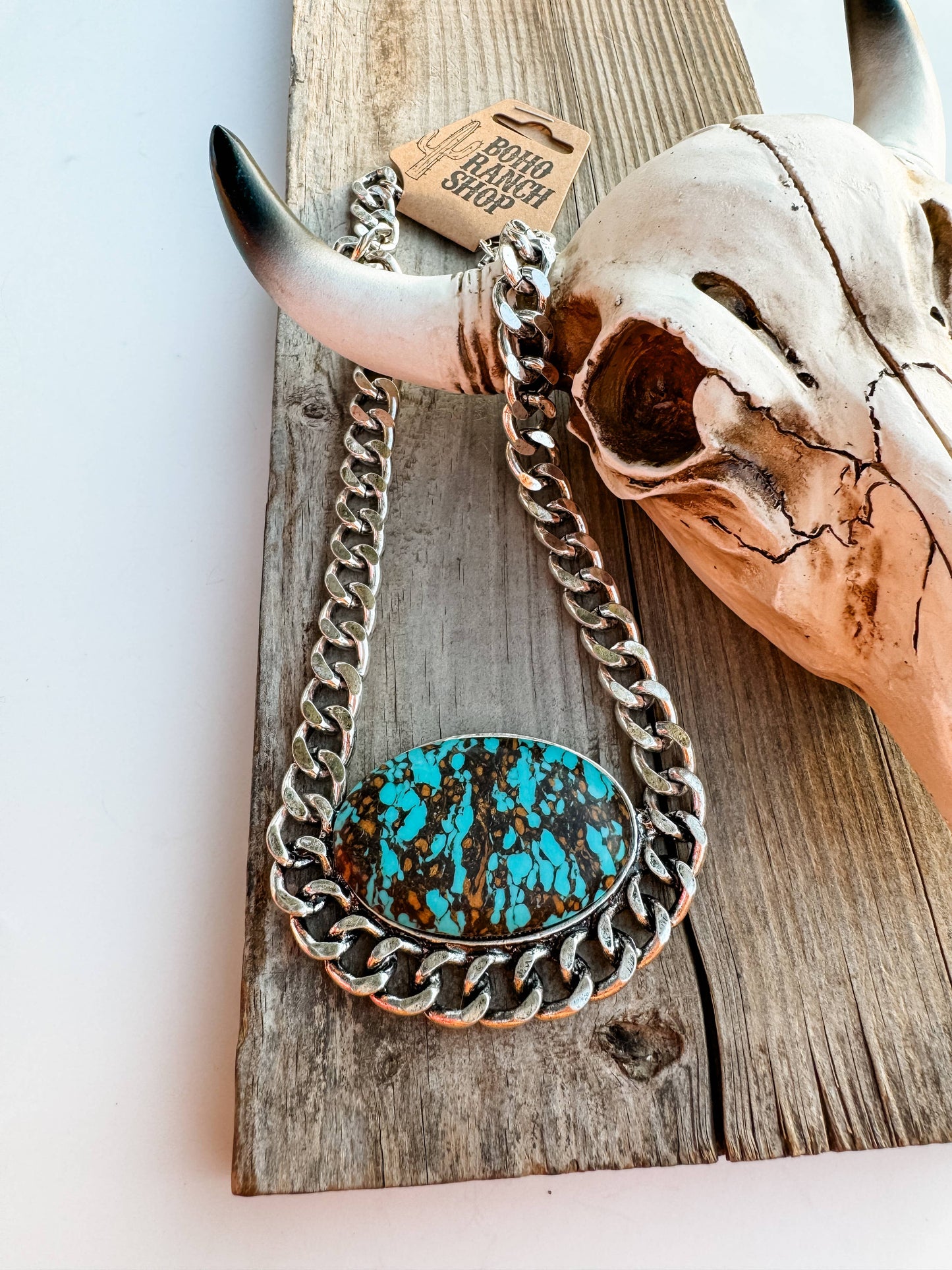 Western Large Oval Stone Necklace