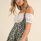 IST5524 EYELET TOP AND FLORAL SUSPENDER DRESS SET: