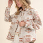 Aztec Chest Pocket Front Loose Shirt Jacket: TAUPE