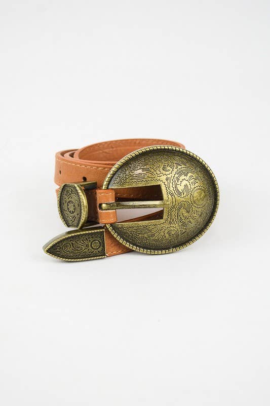 Bestseller! - Oval Embossed Vintage Buckle Belt 🤠: Camel