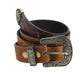 Mixed media tooled leather belt #ABB 003: 34