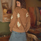 35073T - Western Textured Patchwork Sweatshirt: OLIVE / S