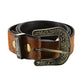 Mixed media tooled leather belt #ABB 003: 36