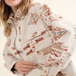 Aztec Chest Pocket Front Loose Shirt Jacket: TAUPE