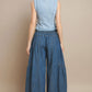 BOHO WIDE LEG DENIM TIERED PALAZZO PANTS