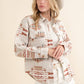 Aztec Chest Pocket Front Loose Shirt Jacket: TAUPE