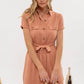 COLLARED BUTTON DOWN BELTED MINI DRESS: SIENNA