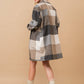 Yarn Dyed Plaid Button Up Long Shirt Jacket: