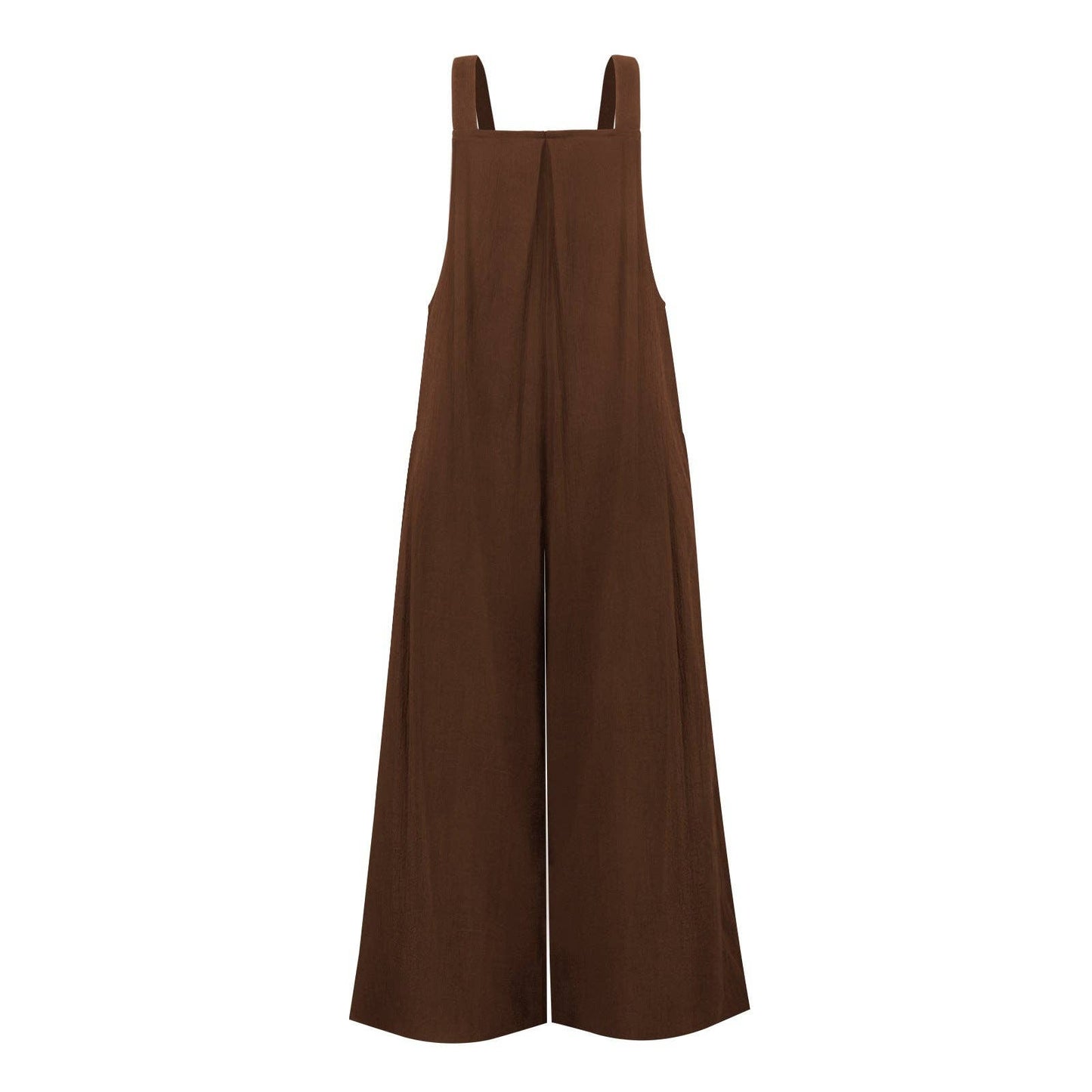 Solid Color Overall Loose Crepe Jumpsuits SKJ162: Khaki / L