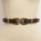 Bestseller! - Double Buckle Faux Leather Western Style Belt: Black