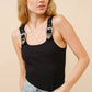 Ribbed Western Buckle Bodysuit: BLACK