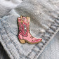 Cowgirl Boot Enamel Pin, Pink