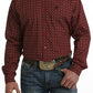 MEN'S GEOMETRIC PRINT BUTTON-DOWN WESTERN SHIRT - RED / BLACK