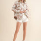 Aztec Chest Pocket Front Loose Shirt Jacket: TAUPE