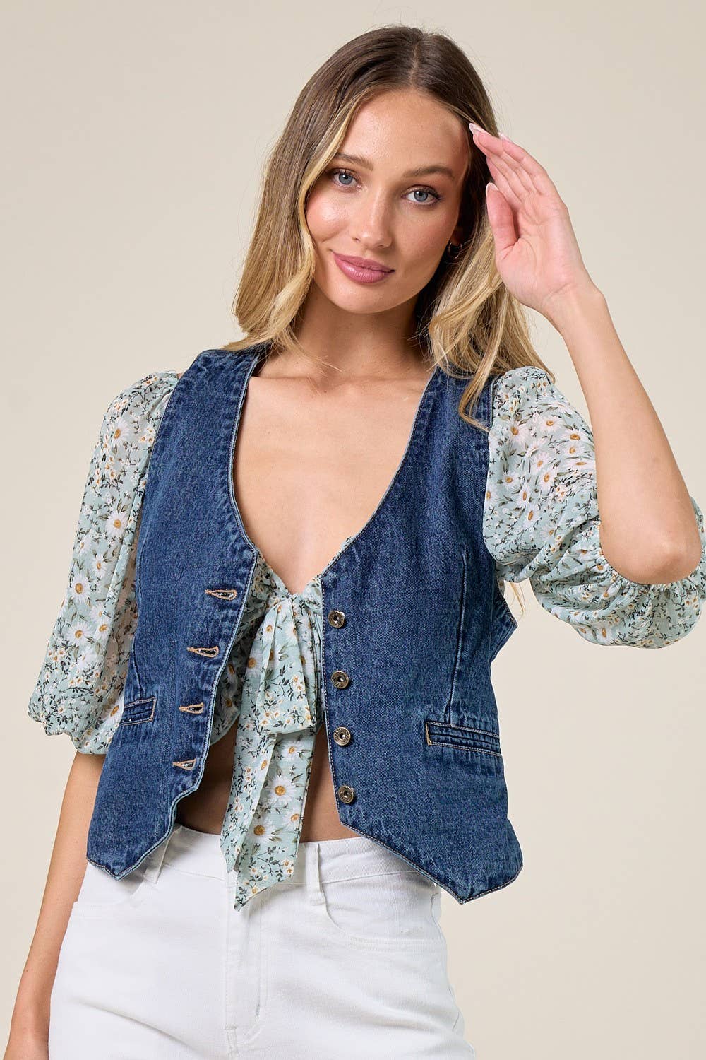 STRUCTURED DENIM VEST 6318: DENIM