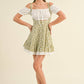 IST5524 EYELET TOP AND FLORAL SUSPENDER DRESS SET: