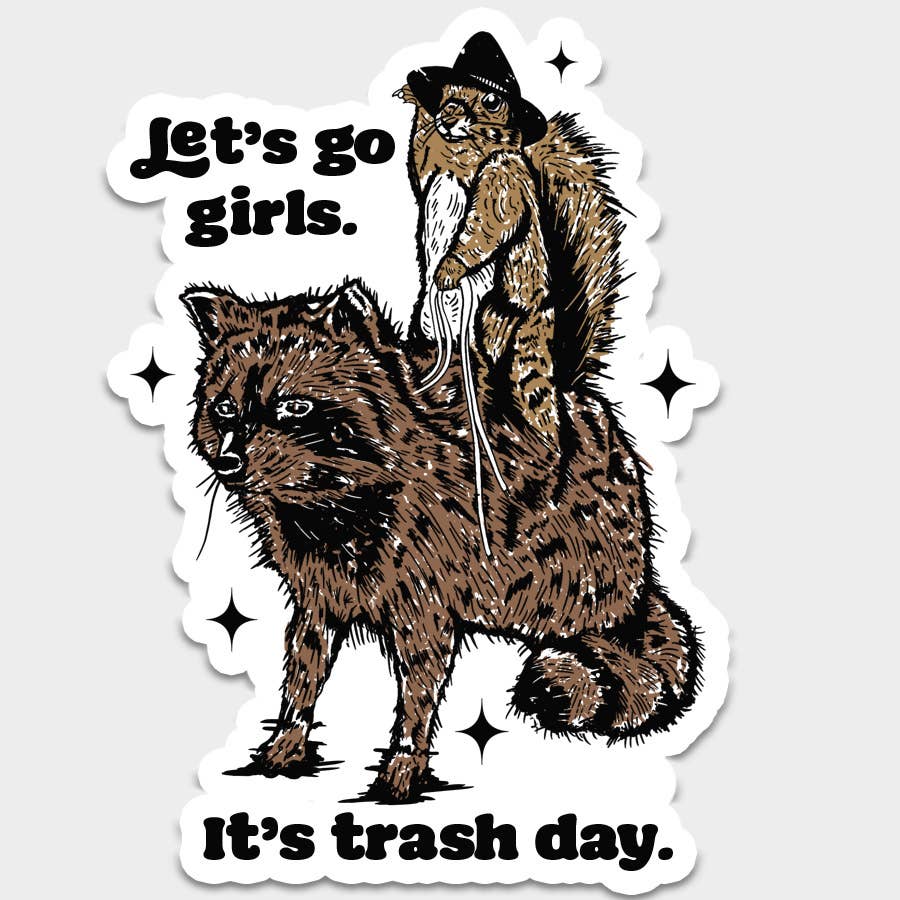 Let's Go Girls Sticker Decal, Funny Sticker, Racoon, Western