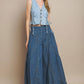 BOHO WIDE LEG DENIM TIERED PALAZZO PANTS